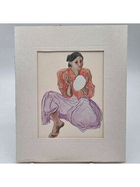 R.C. Gorman Lithograph Print Breadmaker Native American Art Reproduction 6X7